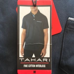 Tahari Men's Fine Cotton Interlock Short Sleeve Polo